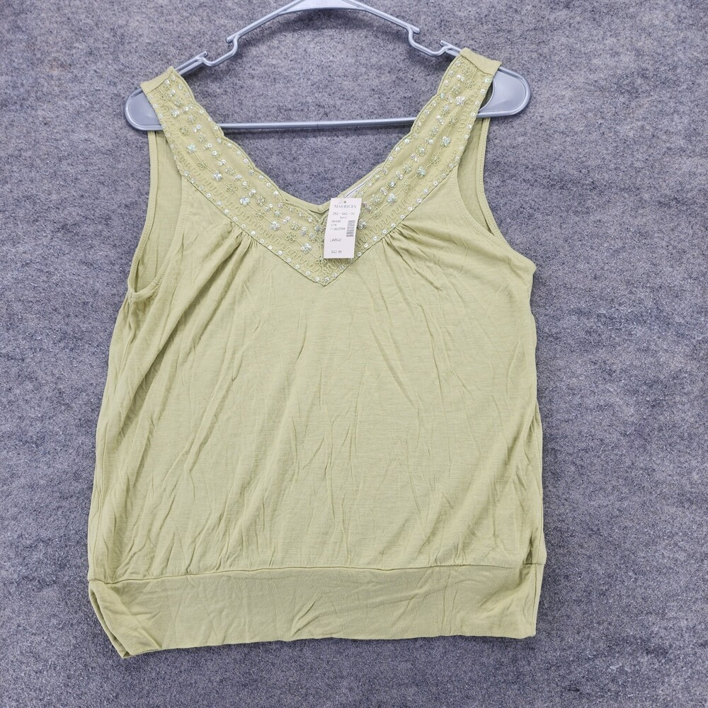 Maurices Tank Top Womens Large Sleeveless V Neck Green